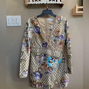 ASOS DESIGN Structured twill mini dress with Art Nouveau embellishment